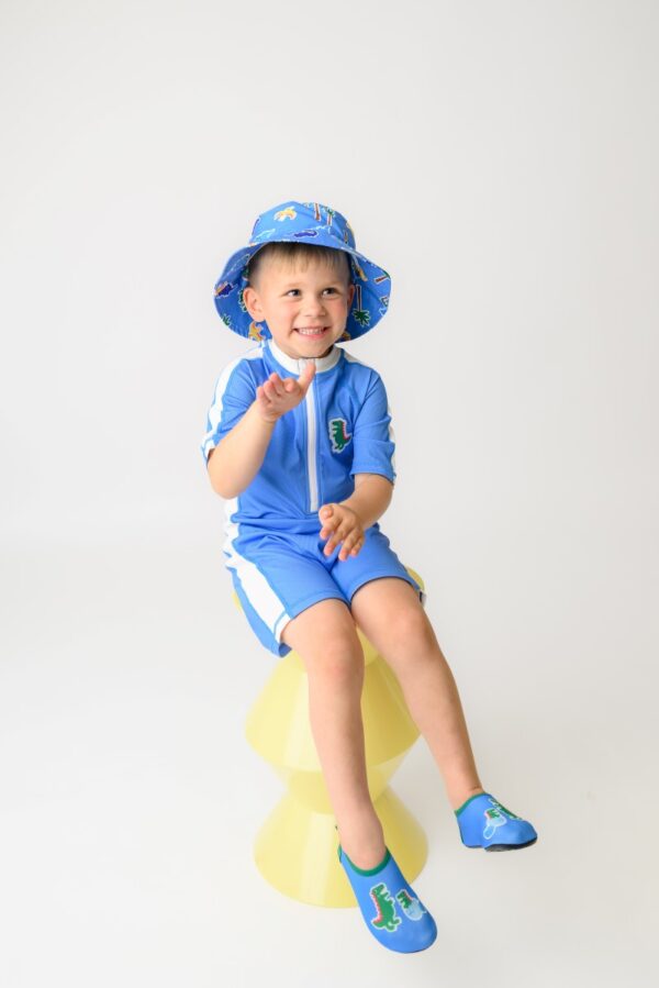 Zoocchini Κοντομάνικο Surf Suit με Στάμπα Dino/Med Blue
