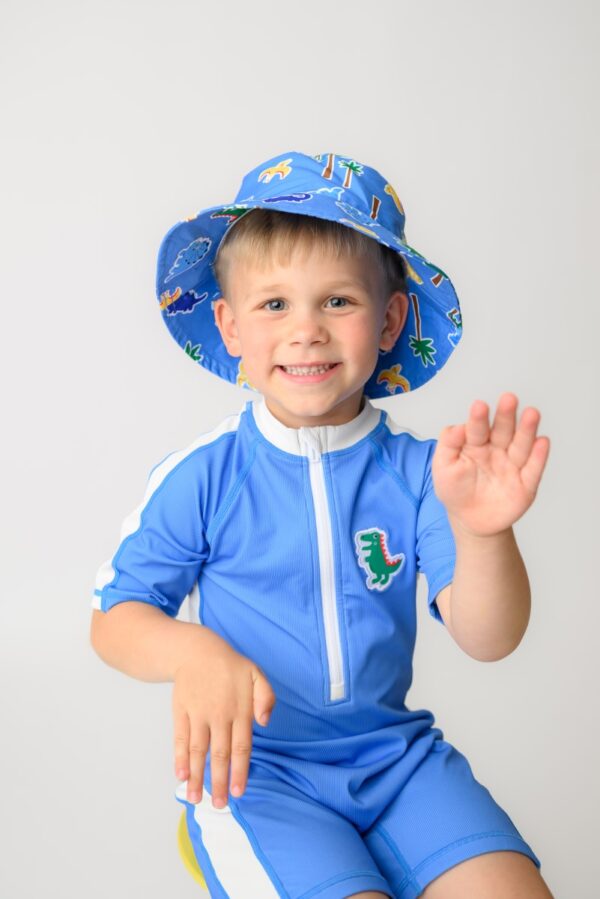 Zoocchini Κοντομάνικο Surf Suit με Στάμπα Dino/Med Blue