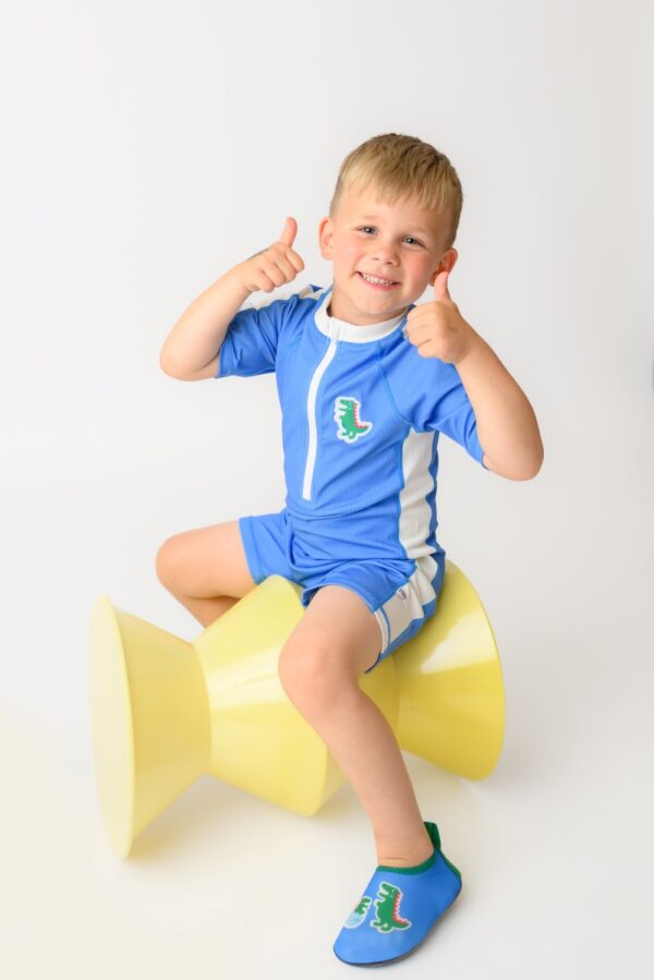 Zoocchini Κοντομάνικο Surf Suit με Στάμπα Dino/Med Blue