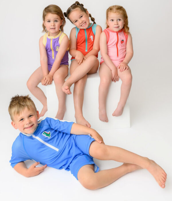 Zoocchini Κοντομάνικο Surf Suit με Στάμπα Dino/Med Blue