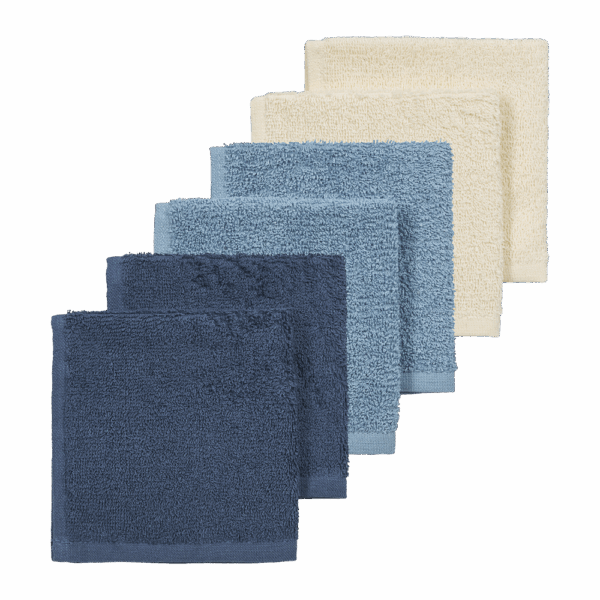 Meyco Πετσετάκια Λαβέτες Πακέτο των 6 Natural/jeans blue/indigo (30x30cm)