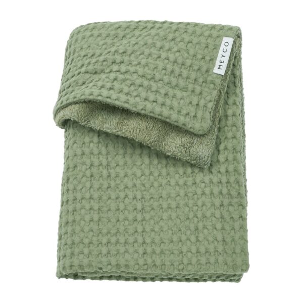 Meyco Κουβέρτα Waffle Teddy Olive Green 100x150cm